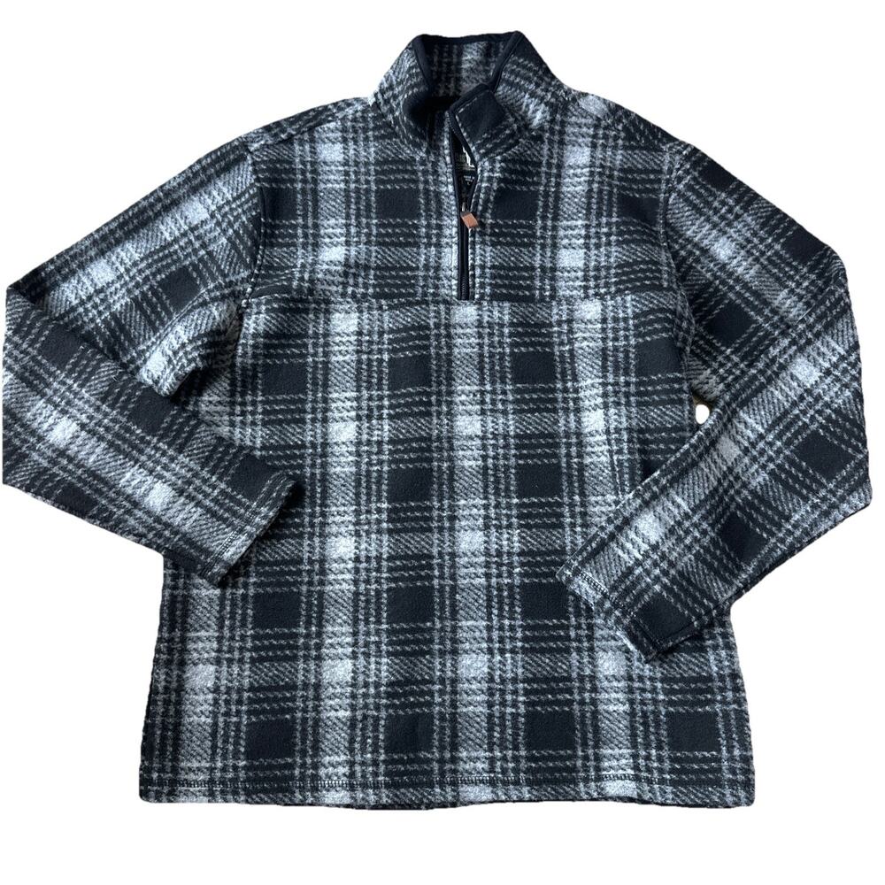 John Wayne Sweater Mens L Flannel 1/4 Zip Check Plaid Pullover